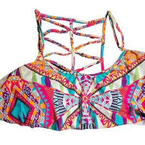 Jessica Simpson Turquoise Multi-Color Bikini Top – Vibrant & Chic!